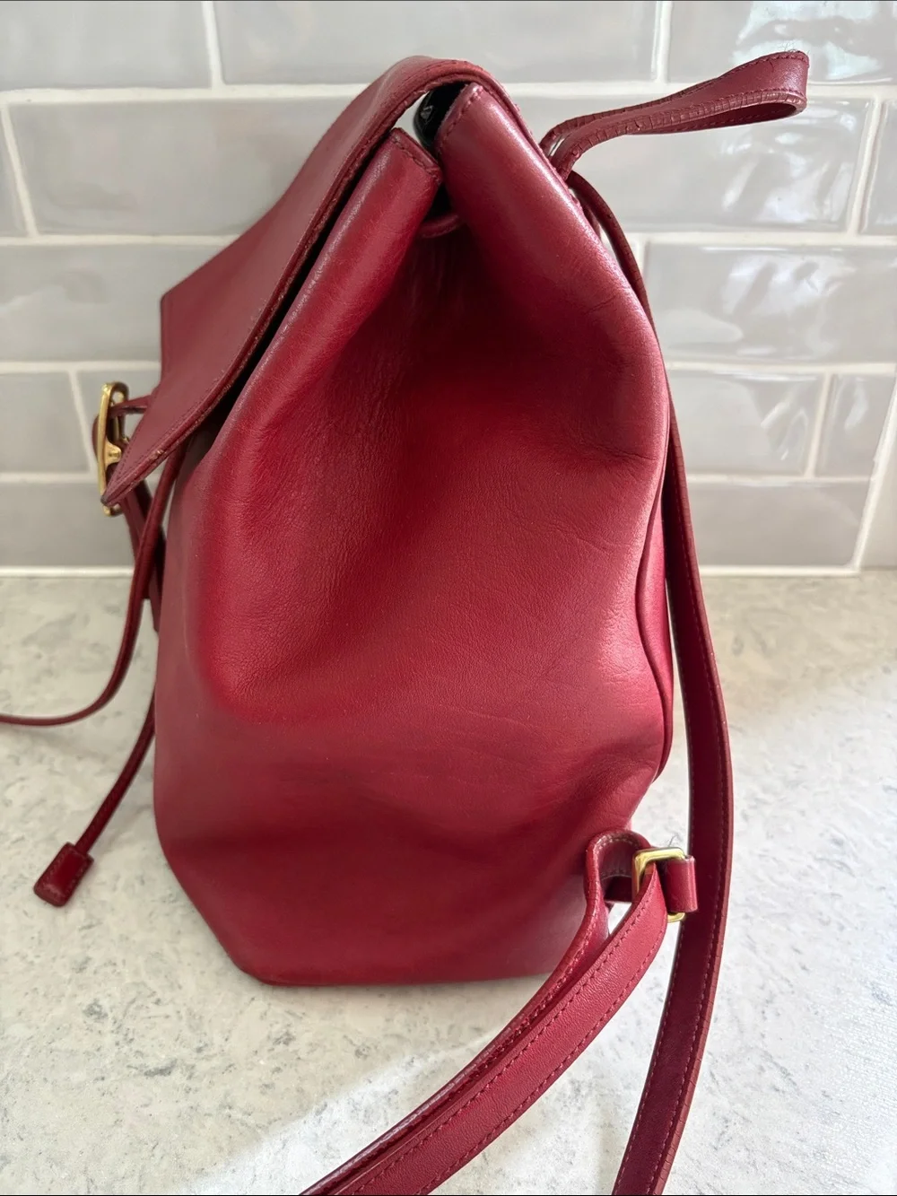 Y2K Coach Legacy West Hampton daypack backpack 9827 Red glove leather